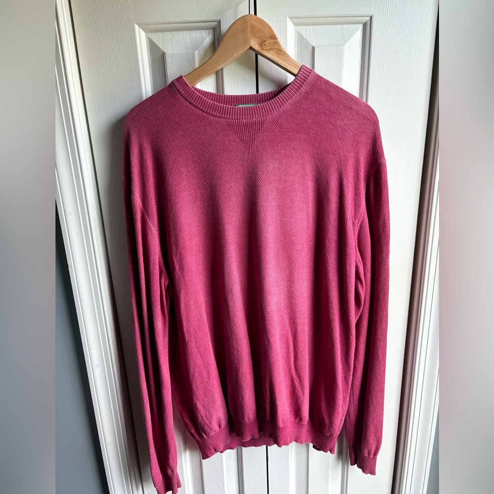 United Colors Of Benetton Mens Washed Red Textured Long Sleeve Pullover Shirt XL